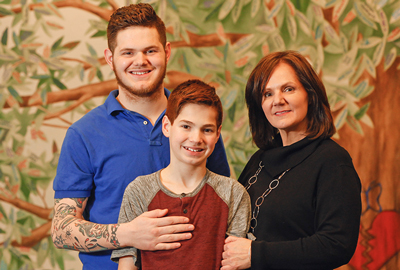 Beth Beglinger and her two sons, Troy and Dominick, at the Highmark Caring Place