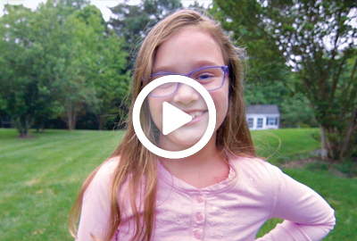 Nine-year-old Rachel Kessler wearing glasses
