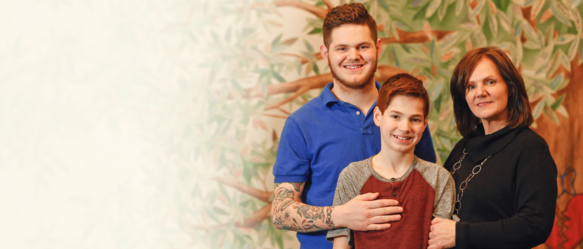 Beth Beglinger and her two sons, Troy and Dominick, at the Highmark Caring Place