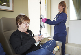 Cancer patient knitting