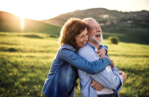 Senior couple laughing