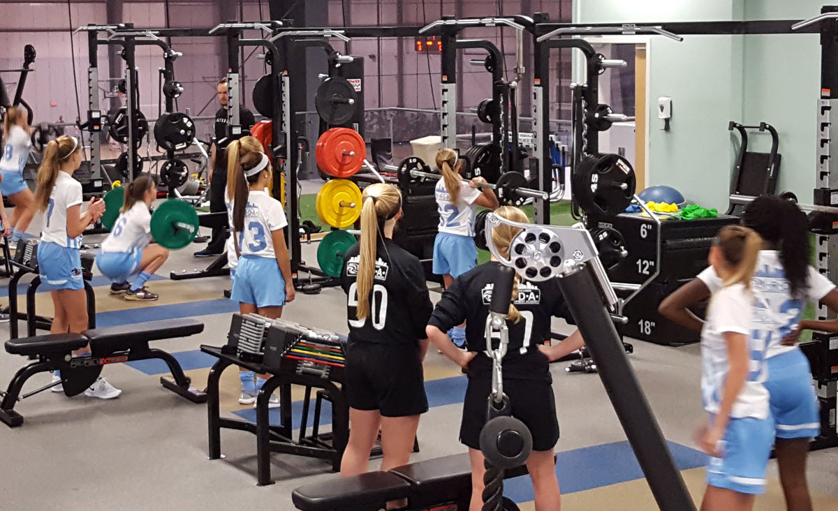 The Sports Performance program’s TEAM Training package allows whole teams to do strength training and conditioning sessions at Cool Springs (pictured above) or Wexford.