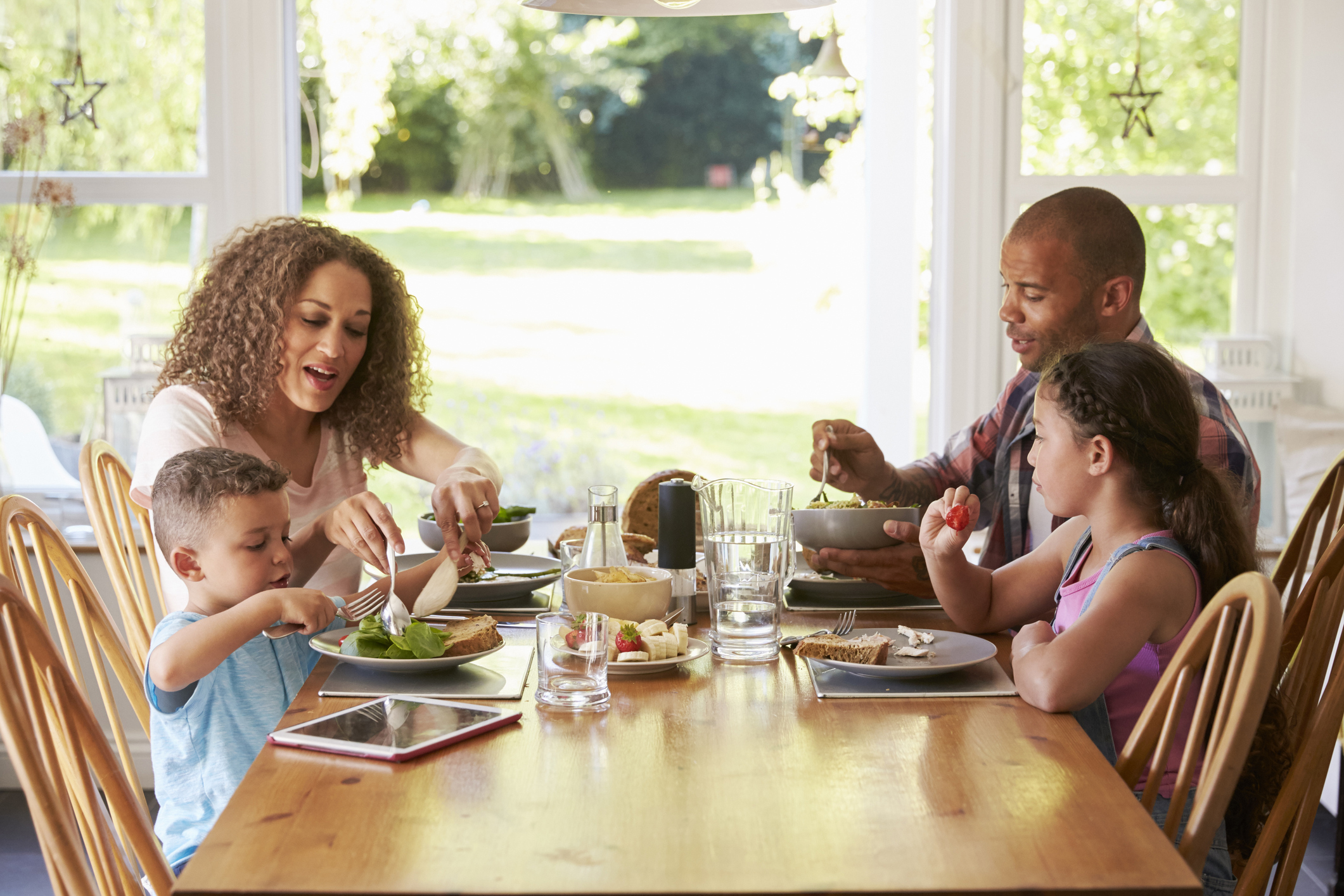 Family eating dinner