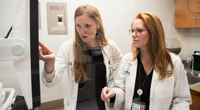 Dr. Robin Sobolewski, left, with Dr. Sarah Thomas, a radiologist specializing in breast imaging.