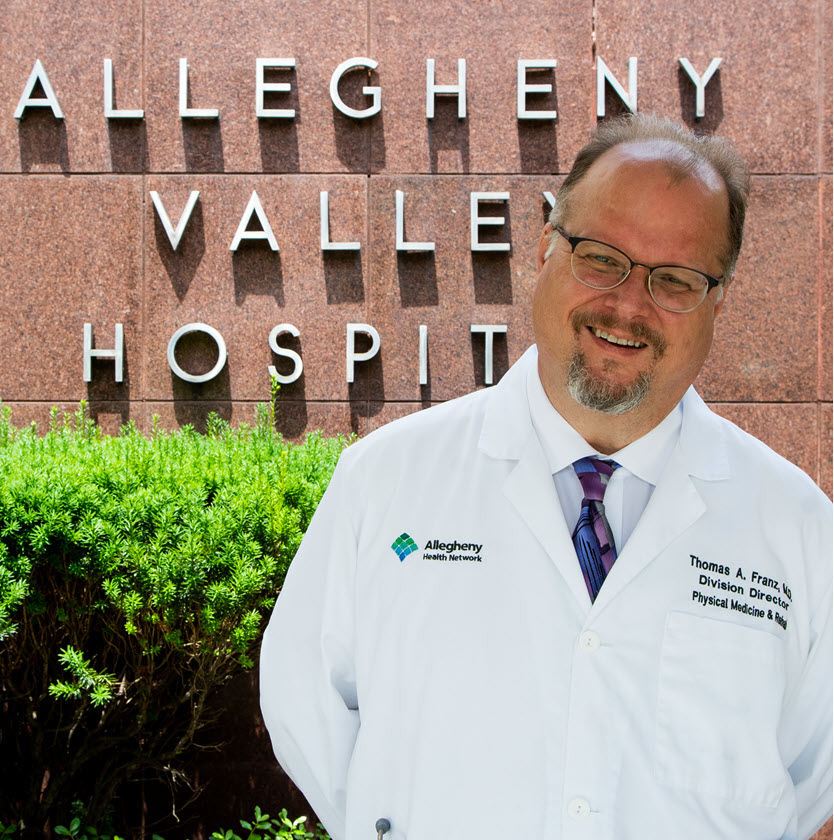 Dr. Thomas Franz, division director of AHN Physical Medicine and Rehabilitation, leads the AHN Traumatic Brain Injury Rehabilitation Program, including a 17-bed unit at Allegheny Valley Hospital.