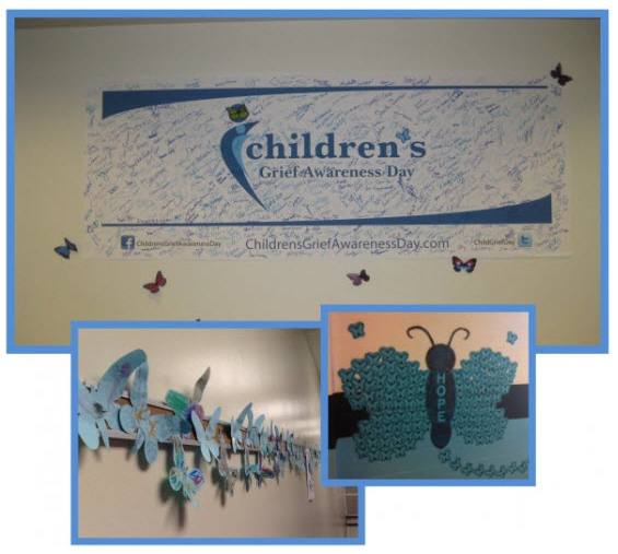 A Wall of Hope can be created out of paper butterflies, leaves, or hearts on which people can write the names of loved ones, or messages of support. These can then be attached to banners, posters, bulletin boards, blank walls, or even hung on small “trees” in the manner of ornaments.