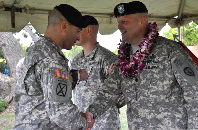 Col. Lowe with the traditional Hawaiian lei